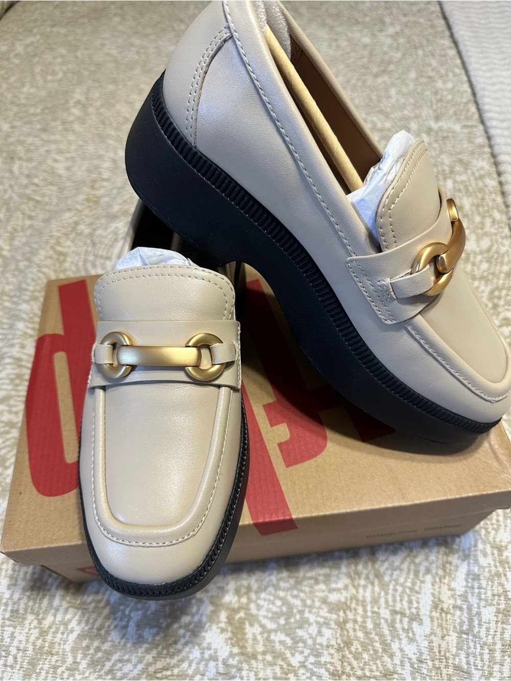 Fitflop Stone Beige Leather Loafers